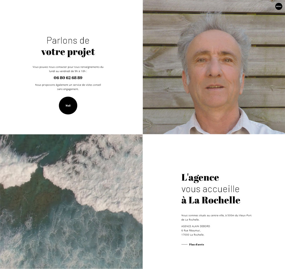 site internet architecte La Rochelle - écran contact