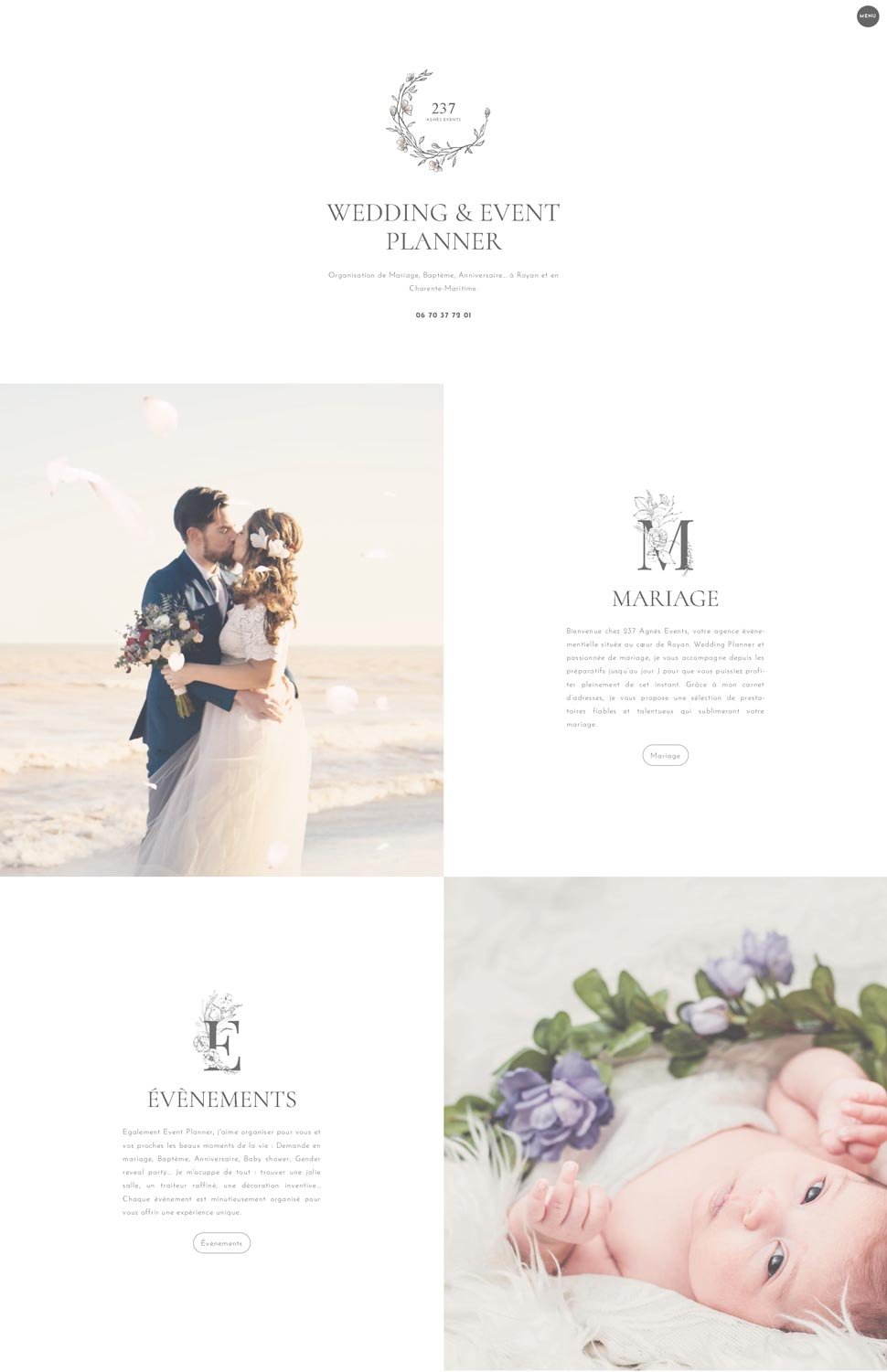 site internet wedding planner - page accueil