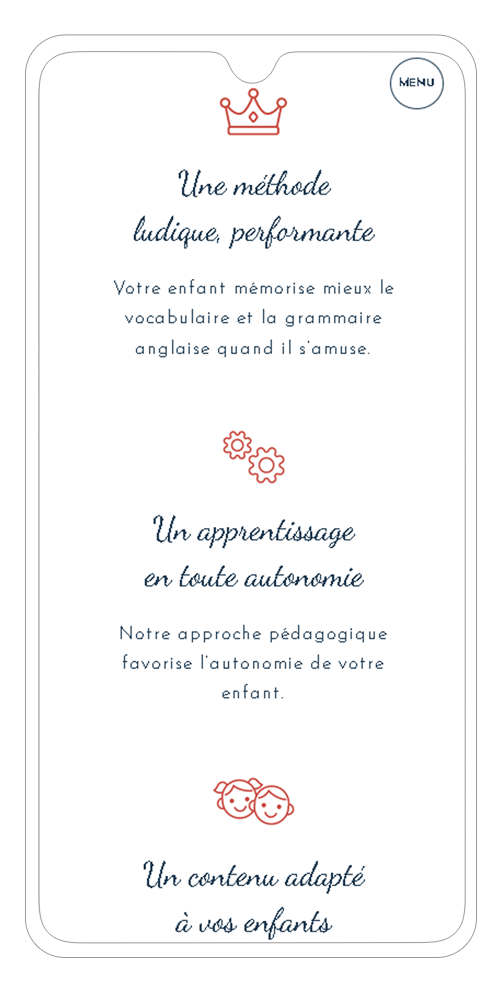 site internet methode anglais sur smartphone - page services