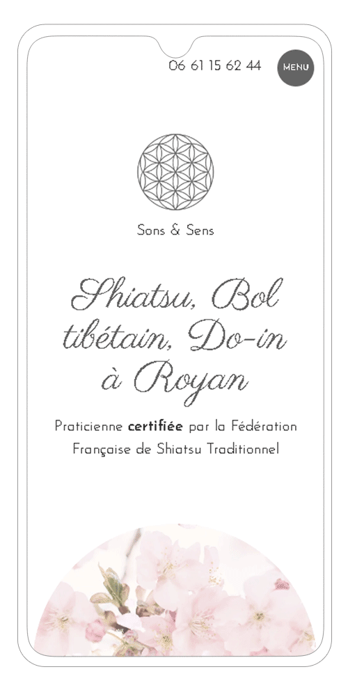 site internet shiatsu royan sur smartphone - page accueil