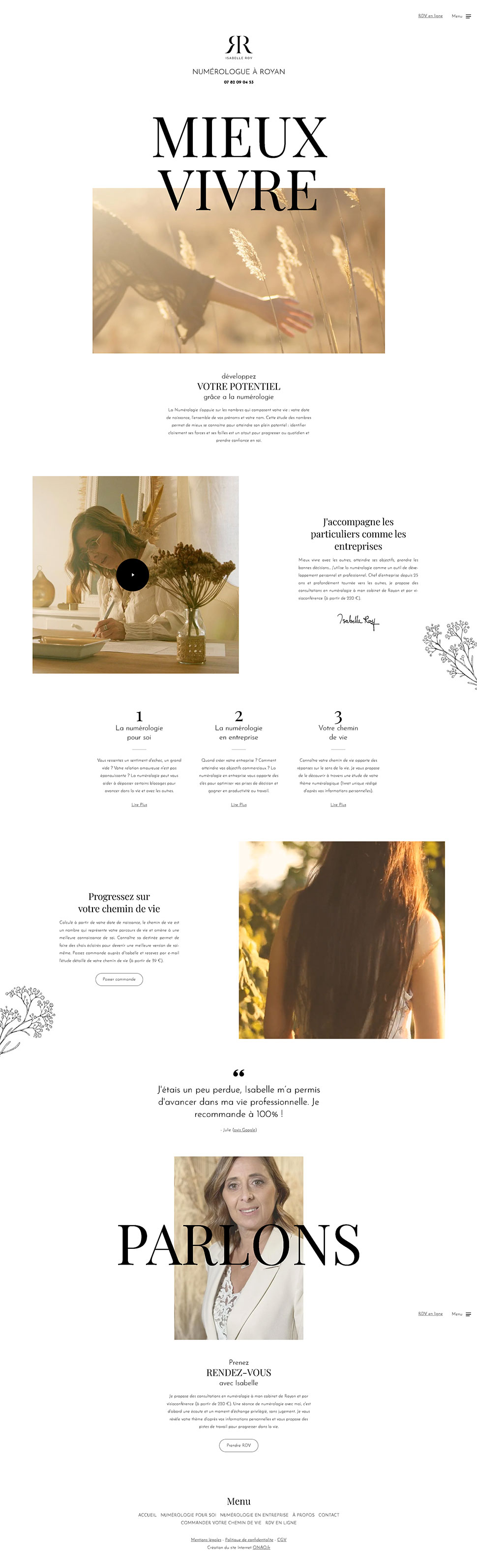 site e-commerce numerologie - page accueil