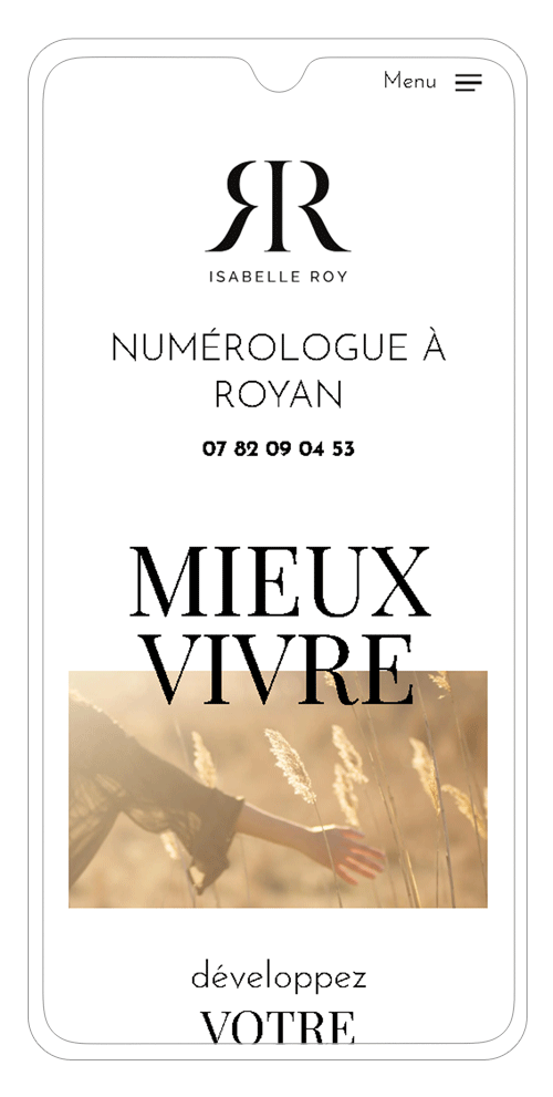 site e-commerce numerologie sur smartphone - page accueil