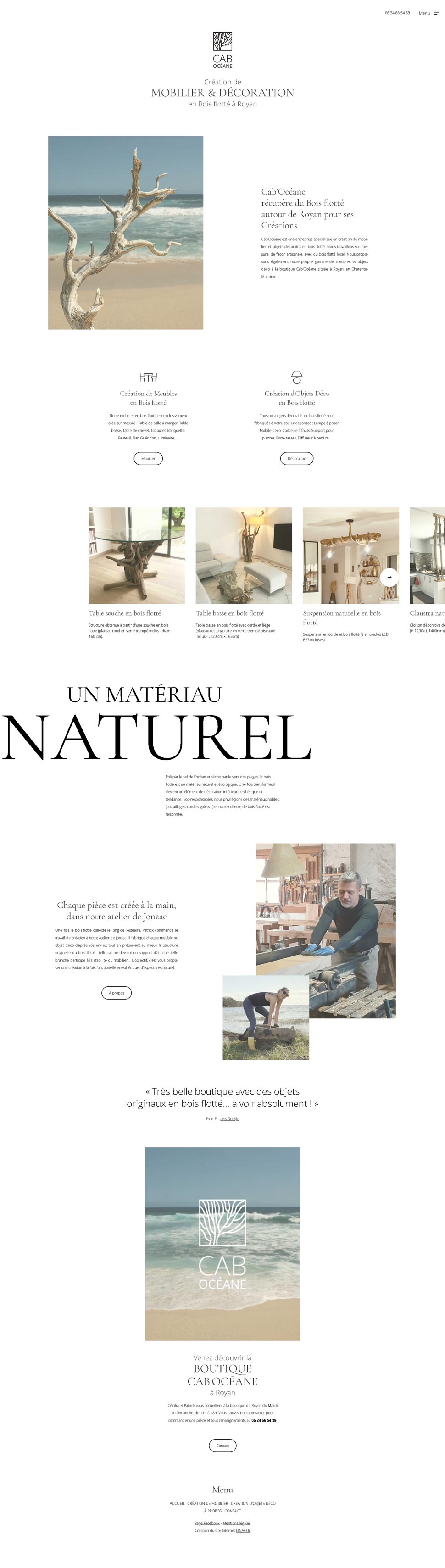 site vitrine caboceane royan - page accueil