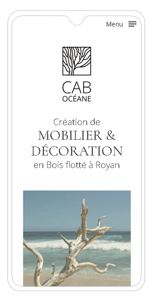 site vitrine caboceane royan sur smartphone - page accueil