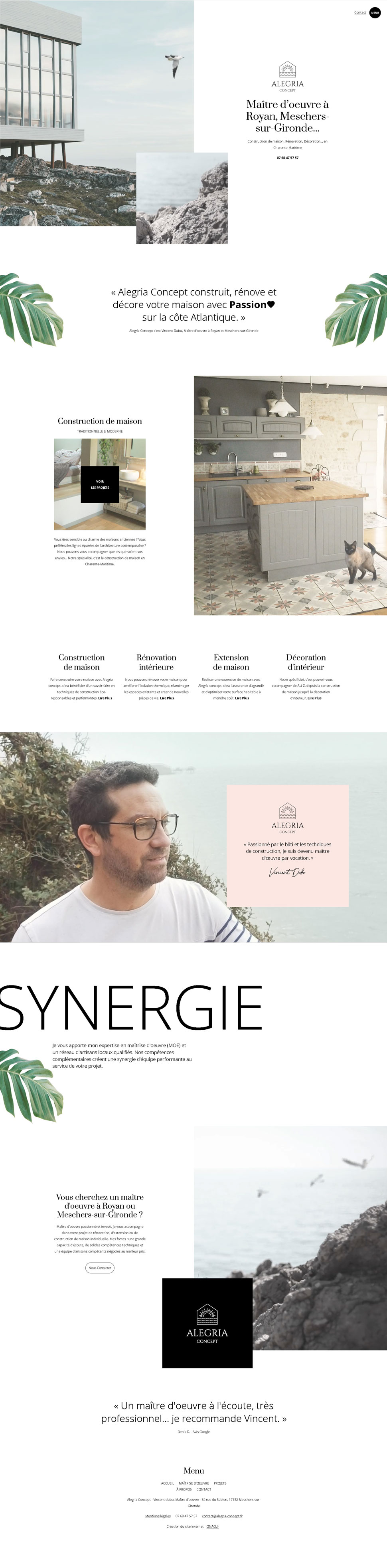 site vitrine alegria concept Meschers-sur-Gironde - page accueil