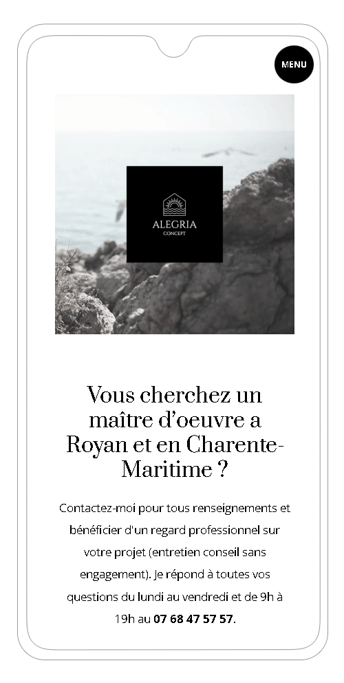 site Wordpress version smartphone - page maitre d'oeuvre