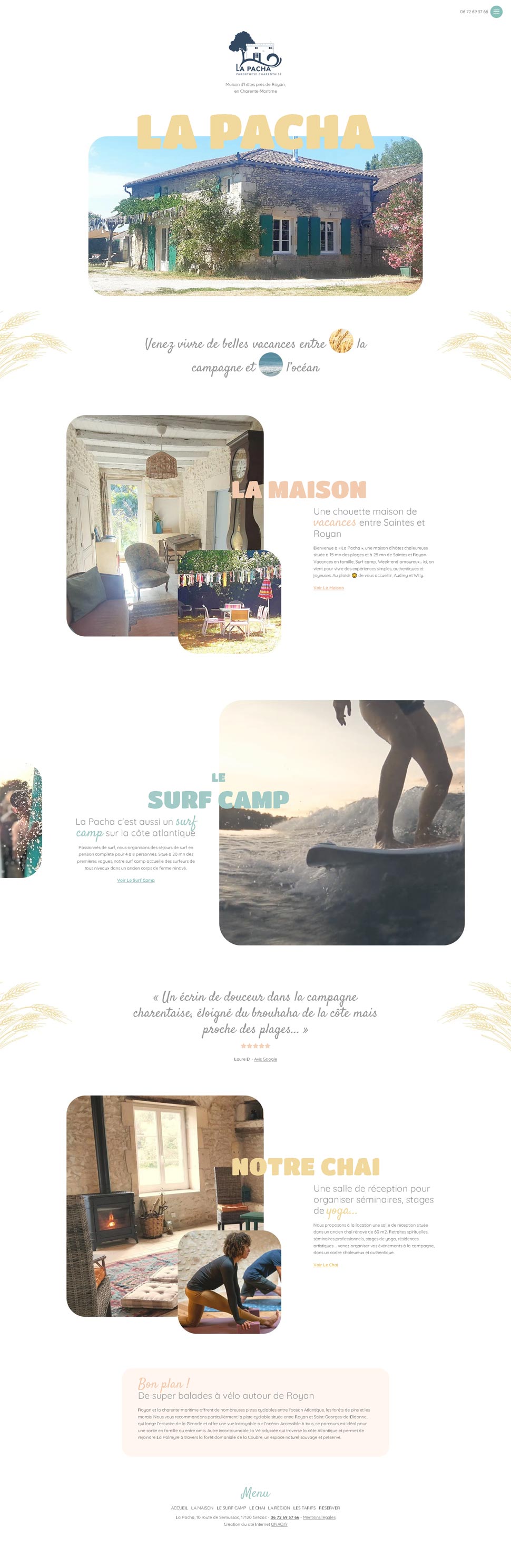 site internet maison hotes royan - page accueil