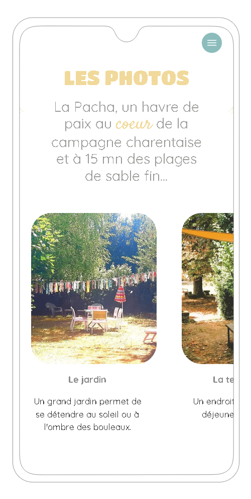 site La Pacha version smartphone - galerie photo carousel