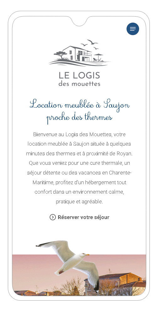 site logis des Mouettes version smartphone - page accueil 