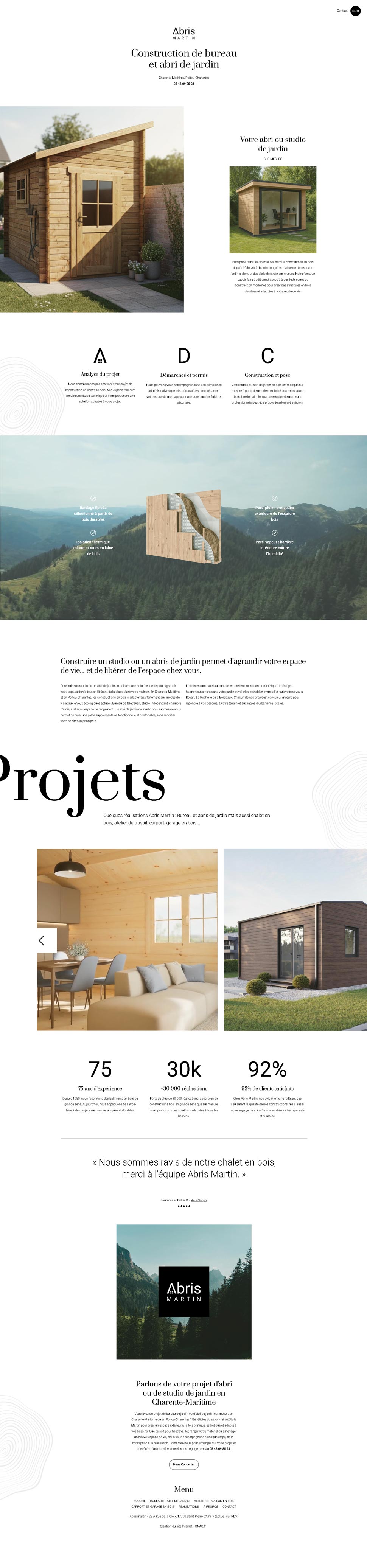 Page service du site Abris Martin, spécialiste de la construction en bois sur mesure