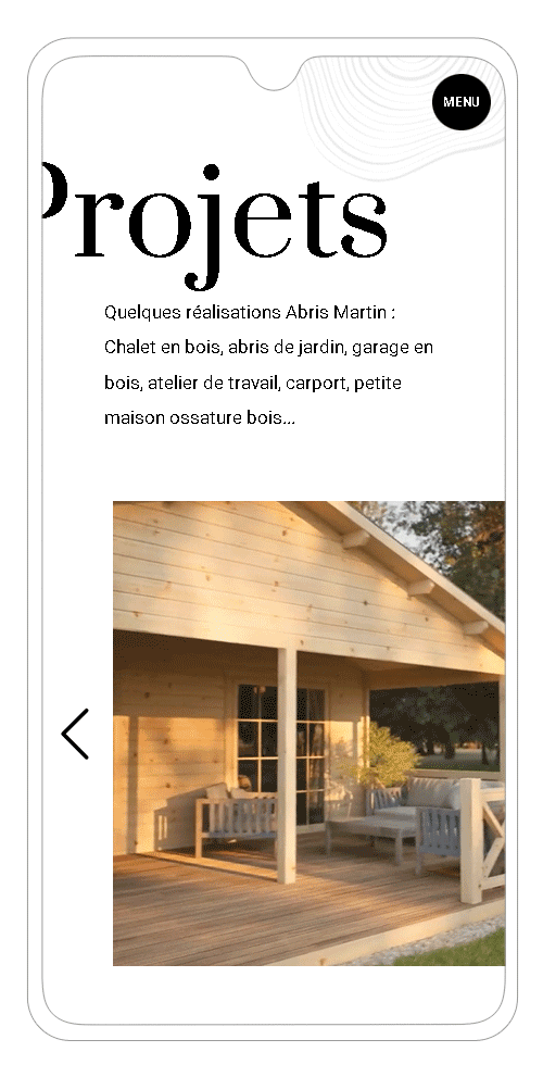 site Abris Martin version smartphone - page réalisations